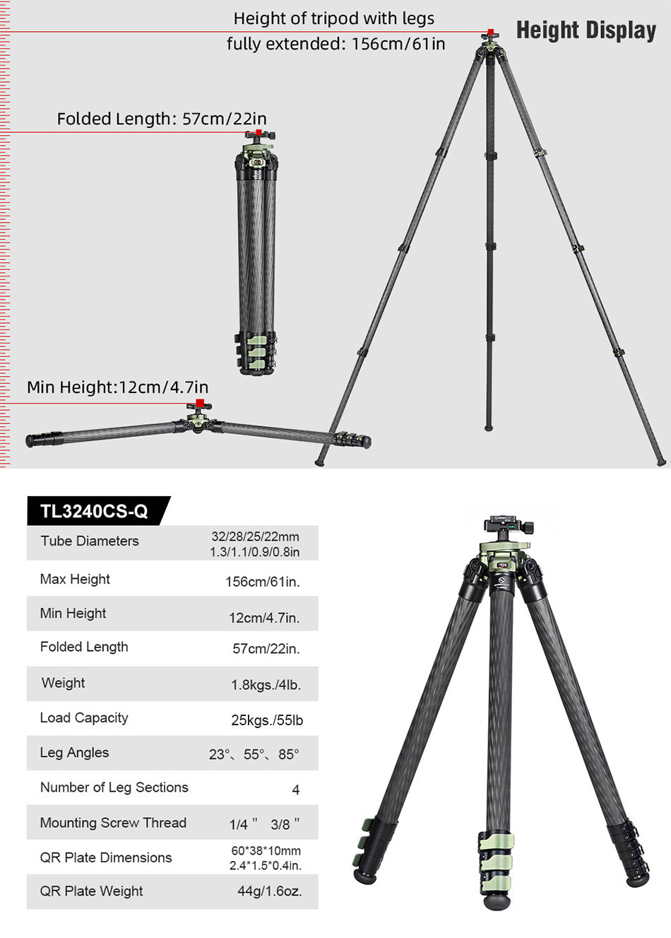 Sunwayfoto TL3240CS Carbon Fiber Tripod