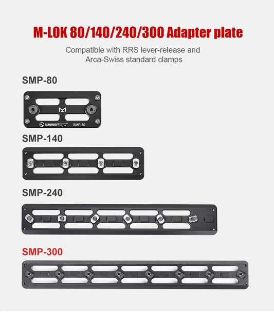 Sunwayfoto M-Lok to ARCA Rails - 80/140/240/300mm